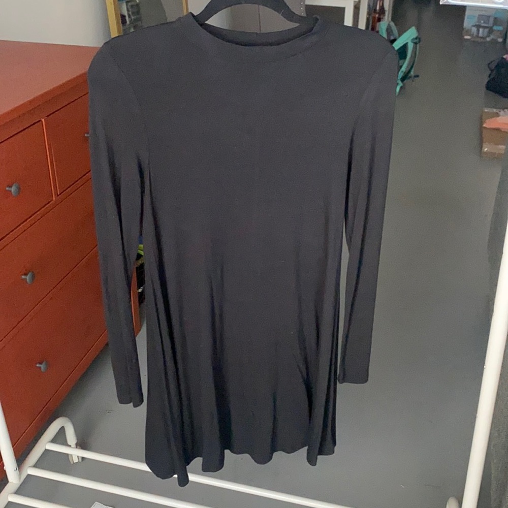 Black mock neck long sleeve dress